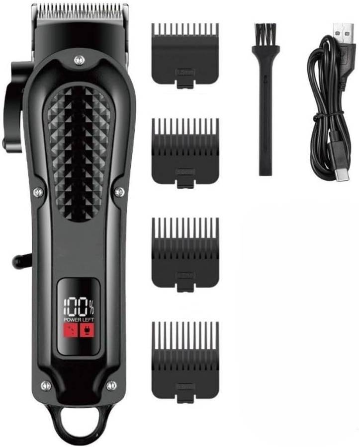 GW Professional Hair Clipper with LCD Display, 4 Guide Combs, USB Rechargeable, Cleaning Brush Inclu