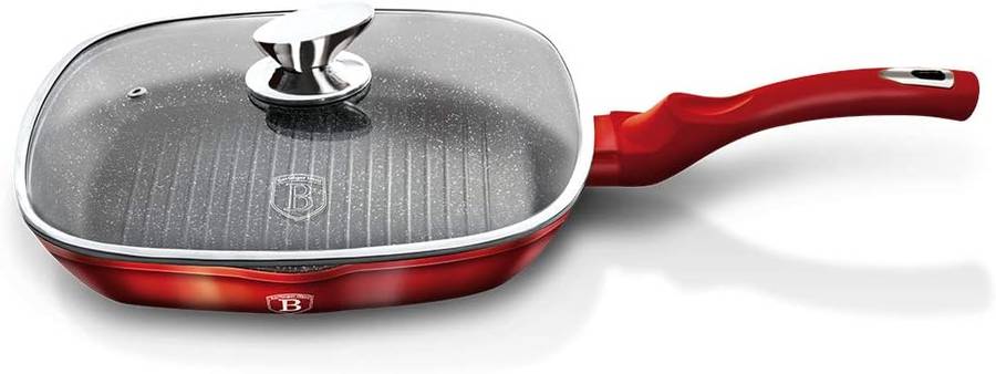 Berlinger Haus Grill pan 28 cm, Burgundy Metallic Line BH-1613N :  Amazon.co.uk: Home &amp; Kitchen