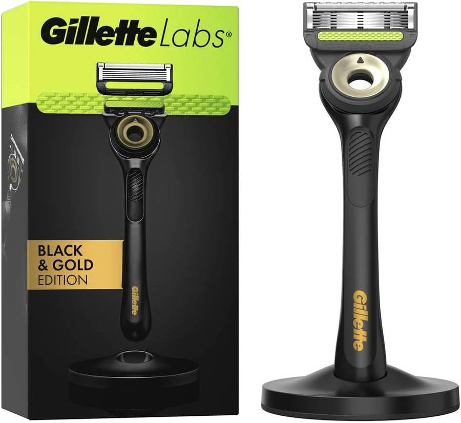 Gillette Labs Men`s Razor + 5 Razor Blades, with Exfoliating Bar Black & Gold Edition