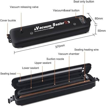 Vacuum Sealer Machine  Food Preservation Storage Saver with 10 Free Bags  Compact and Easy to Use