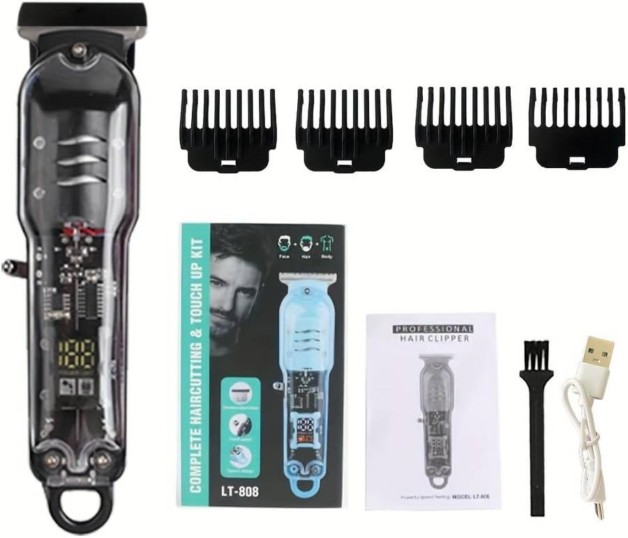 PROFESSIONAL HAIRCUTTING TRIMMER KIT WITH LCD DISPLAY AND TYPE-C CHARGING (BLACK)