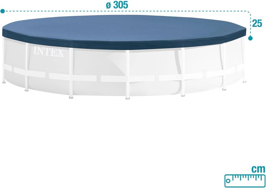 Intex 3.05m Round Easy Set Outdoor Backyard Swimming Pool Cover, Blue - Unboxed