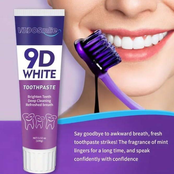 VIDOsmile 9D White Toothpaste, Deep Cleaning, Teeth Brightening, 100g