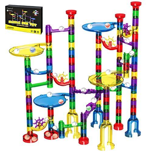 Magicfly Marble Run Set, 127 Pcs Marble Race Track for Kids with Glass Marbles Upgrade Marble Wor...