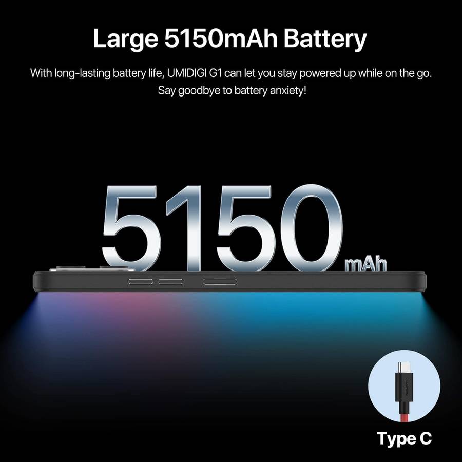 UMIDIGI Cell Phone G1, Android12 Unlocked Cell Phone, Dual Sim 4G LTE, 6.52` HD+, 5150mAh