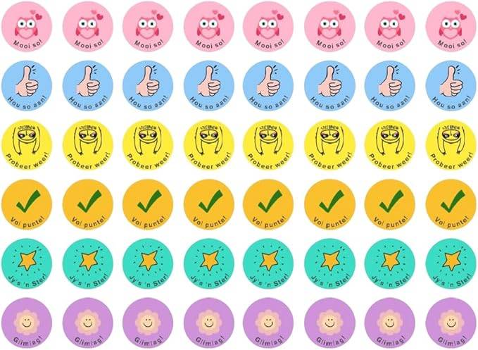 Afrikaans school teacher pupil motivational stickers - 96 pieces