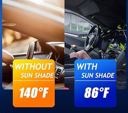 Car Windshield Sun Shade Umbrella (57in. x 31in.), Foldable Car Umbrella Sunshade Cover UV Block Car