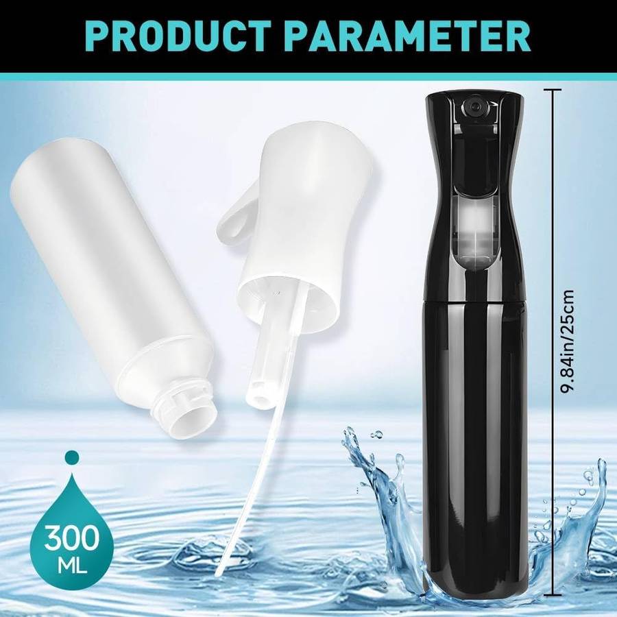 300ml Spray Bottle Refillable Atomiser Misting Bottle Plastic Continuous Ultra Fine Water & Oil Spra