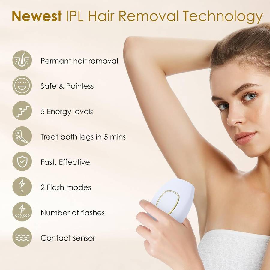 Permanent Hair Removal System for Women & Men, IPL Laser Hair Remover, 999,999 Flashes Painless IPL