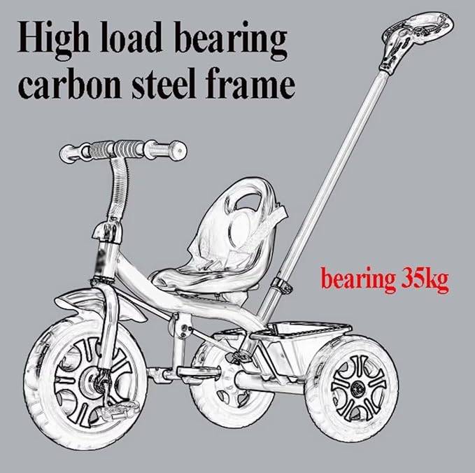 Red Kids Trike Bike With Parent Steering Push Handle