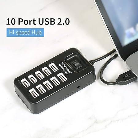 USB 2.0 Compact Hub 10Port With LED Indicator
