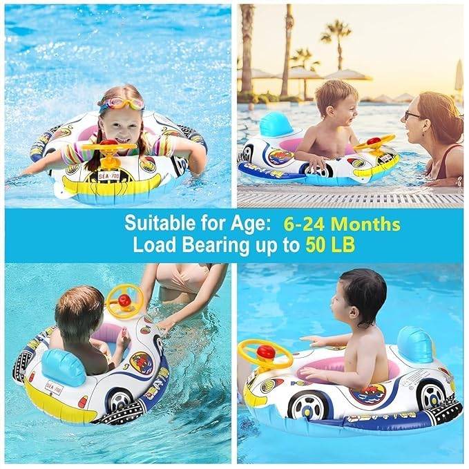 Swimming Boat,Tube for Kids Safe Anti-flip Inflatable Floats Kids Ring Baby,Pool Swim Floatation Bel