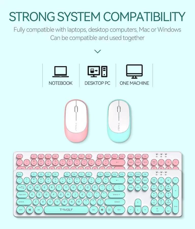 Retro Punk Wireless Keyboard & Mouse Set