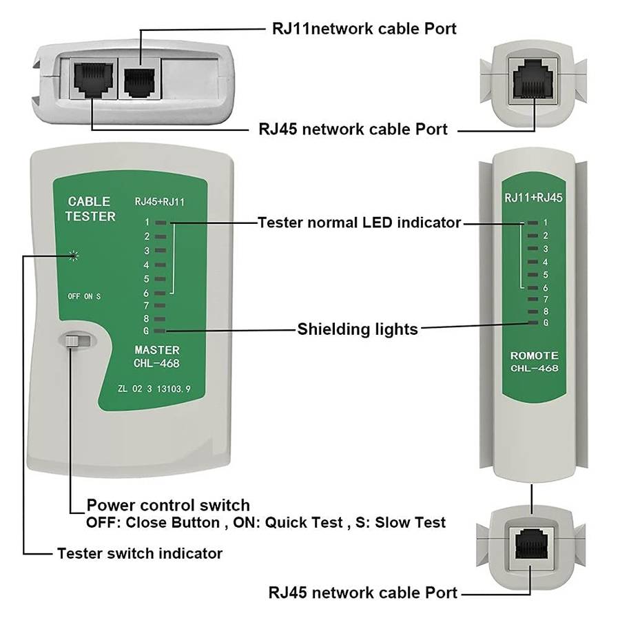 Network Cable Tester Dual Use Battery Operated RJ45 and RJ11