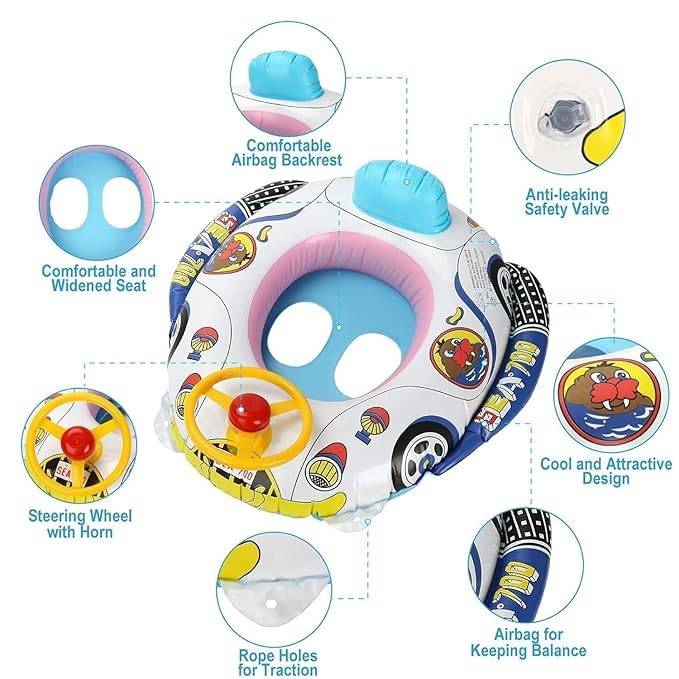 Swimming Boat,Tube for Kids Safe Anti-flip Inflatable Floats Kids Ring Baby,Pool Swim Floatation Bel