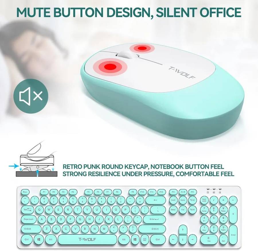 Retro Punk Wireless Keyboard & Mouse Set