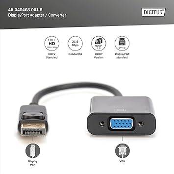 Super Electronics SE-L47 Display Port To VGA Adapter Cable