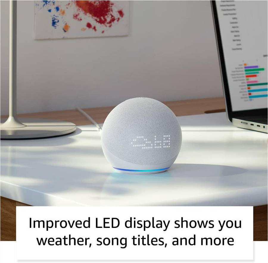 Amazon Echo Dot  (Gen 5) with LED clock display - Smart Home Assistant feat. Alexa