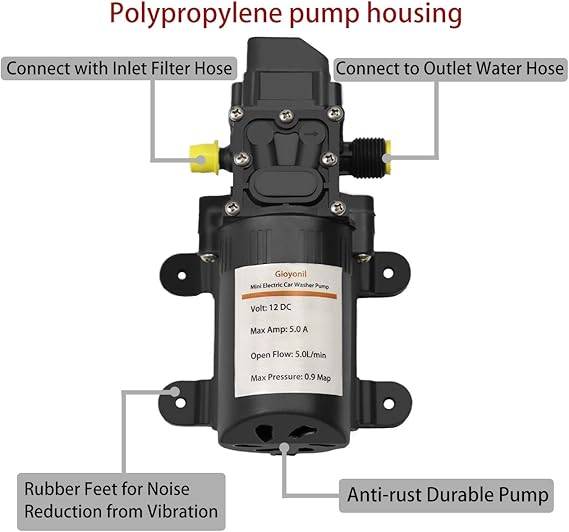 12V Electric Pressure Washer Pump - Use a Bucket of Water - No Water Tap Needed