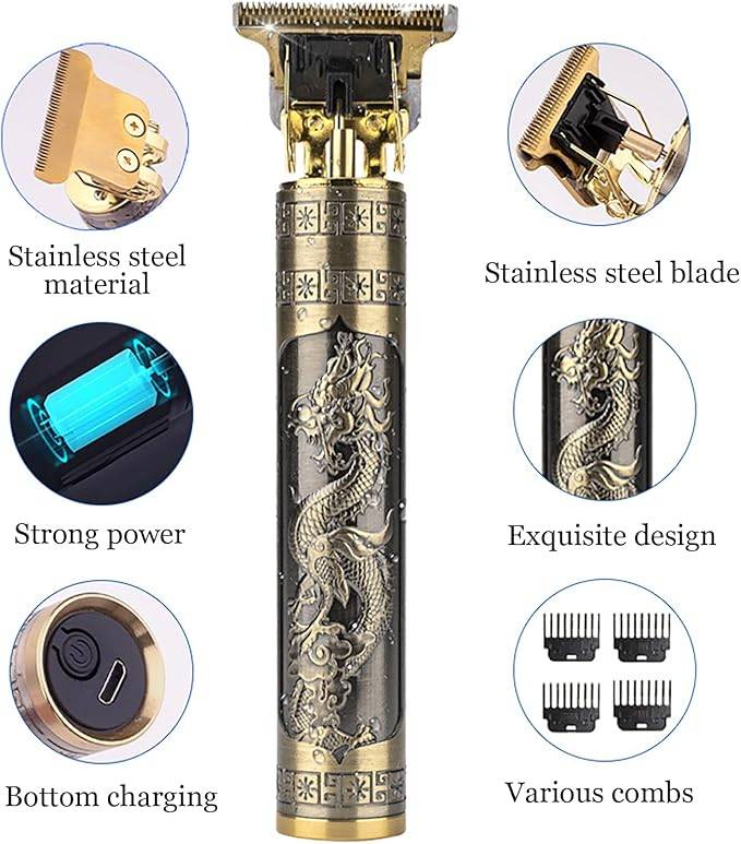 Professional Rechargeable Beard and Hair Trimmer with accessories