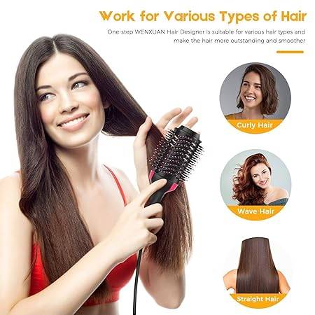 Hot Air Brush,4-in-1 One Step Hair Dryers & Blower Brush With Negative Ions for Reducing Frizz and S