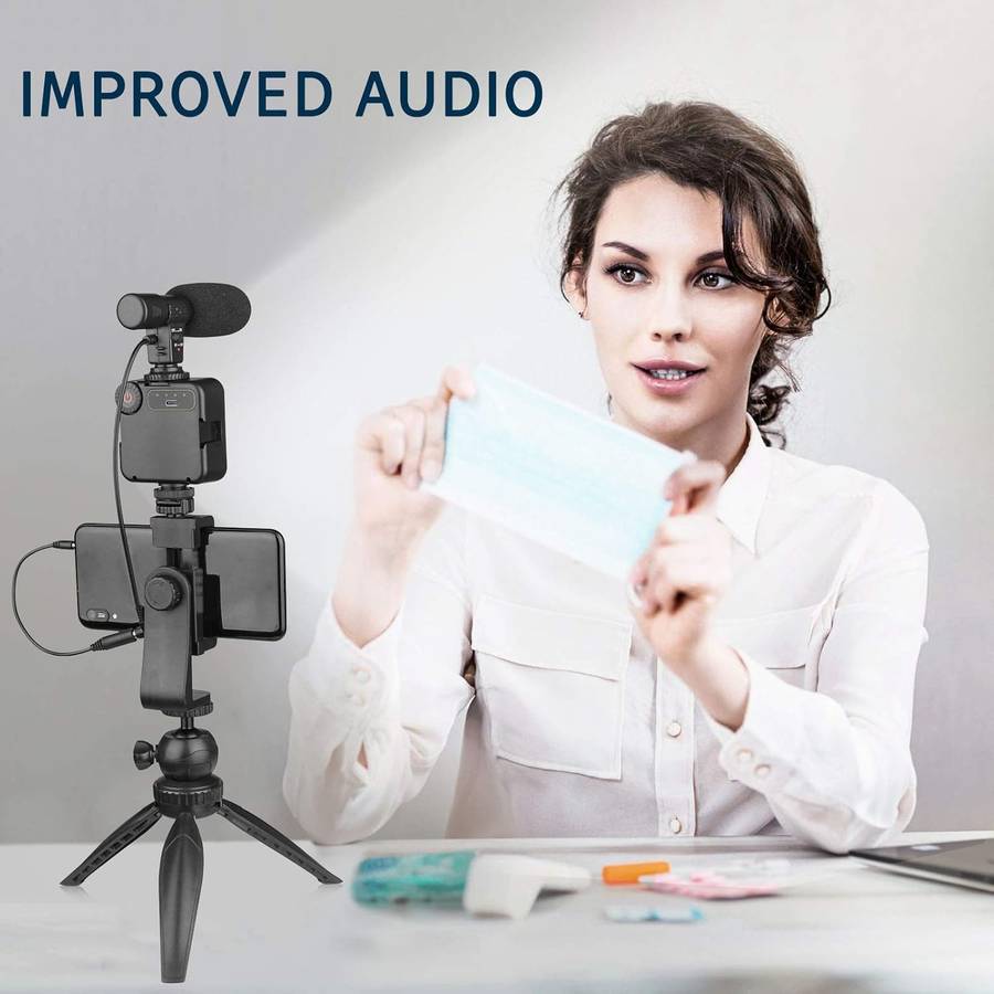 Vlogging Kit for Video Making, Mic, Mini Tripod Stand, LED Light plus Remote ( Youtube or TikTok )