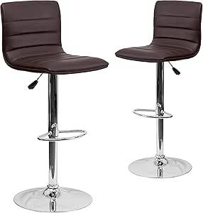 Bar Stools with Chrome Base - Set of 2 - Brown