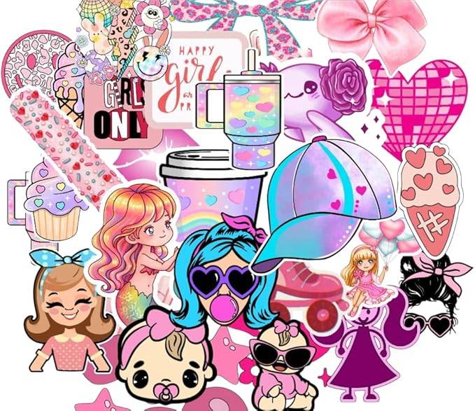 Holographic girly stickers - 50 pieces