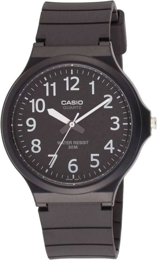 Casio Classic Quartz Easy Reader Watch with Resin Strap, Black (Model: MW-240-1BVCF)