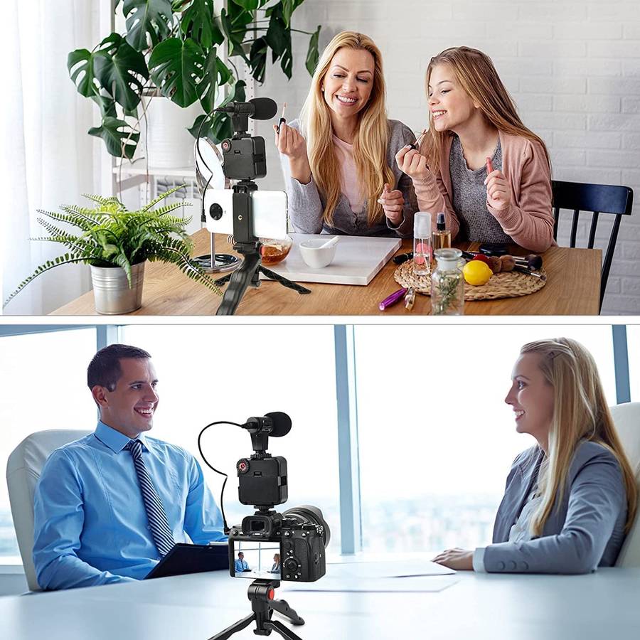 Vlogging Kit for Video Making, Mic, Mini Tripod Stand, LED Light plus Remote ( Youtube or TikTok )