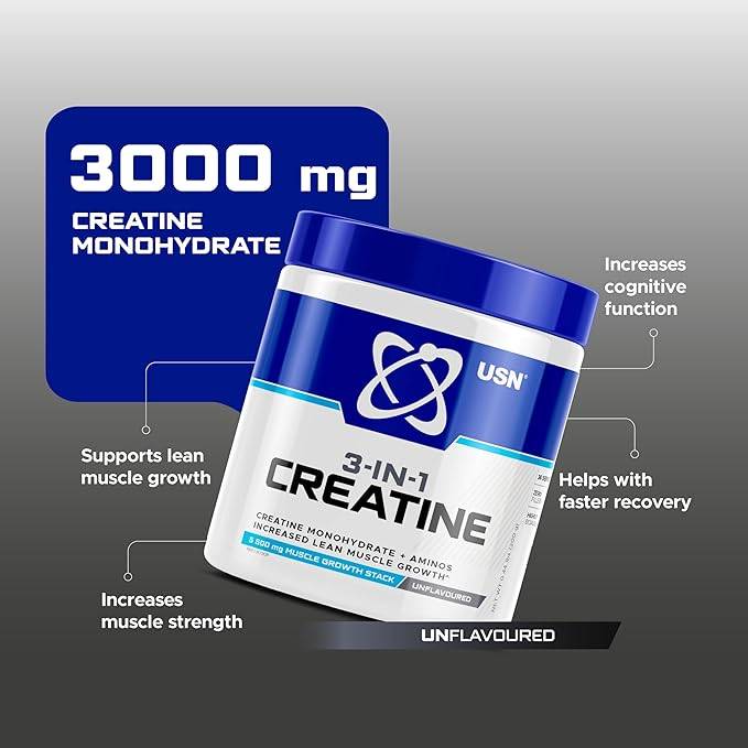 USN 1kg Chocolate Whey Protein PLUS USN 1kg Peanut Buttercup Whey Protein PLUS USN Creatine 200g.