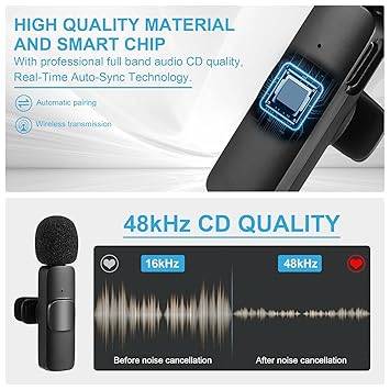 1pc Dual Microphone Mic Plug Play Usb Type C  Ios Connector Wireless Lavalier Microphone