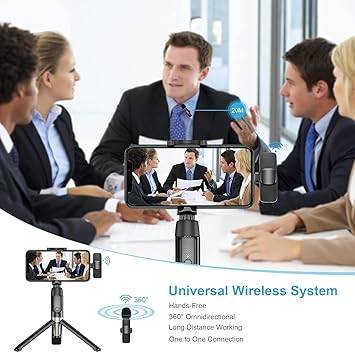 1pc Dual Microphone Mic Plug Play Usb Type C  Ios Connector Wireless Lavalier Microphone