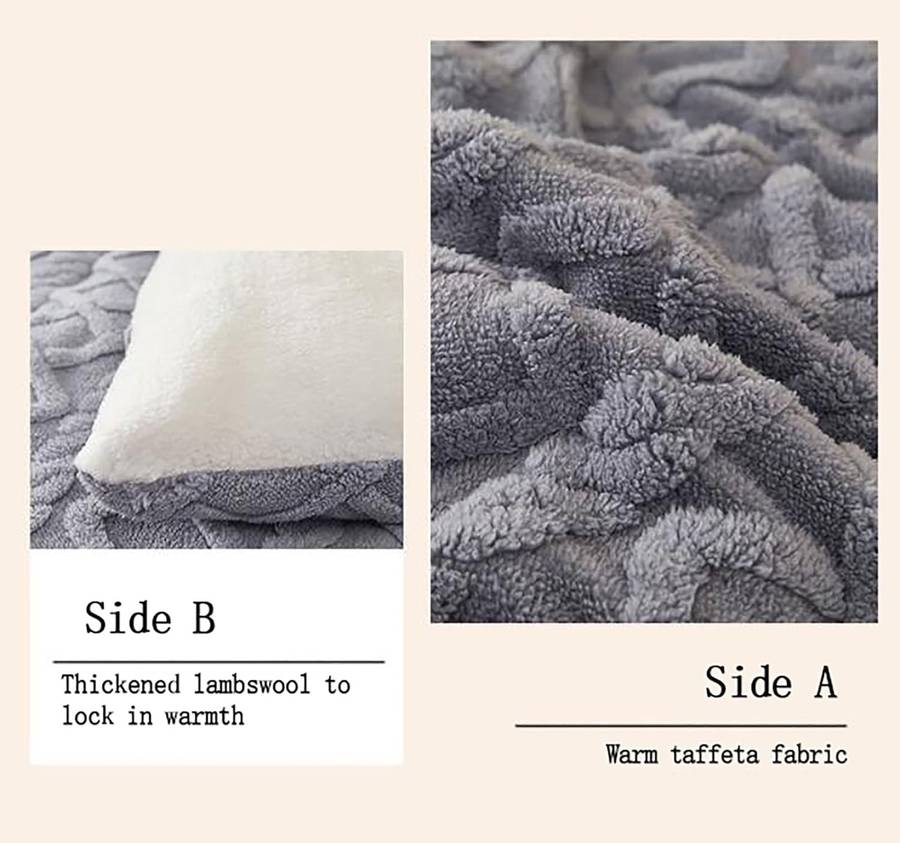 Thick Lamb Cashmere Blanket - Double/Queen (5 Piece Set) - Grey Blue