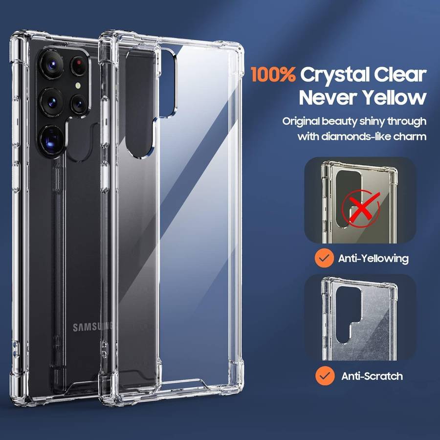 Crystal Shockproof Bumper Protective Cover Hard PC Back Flexible TPU Frame Galaxy S23 Ultra S23U