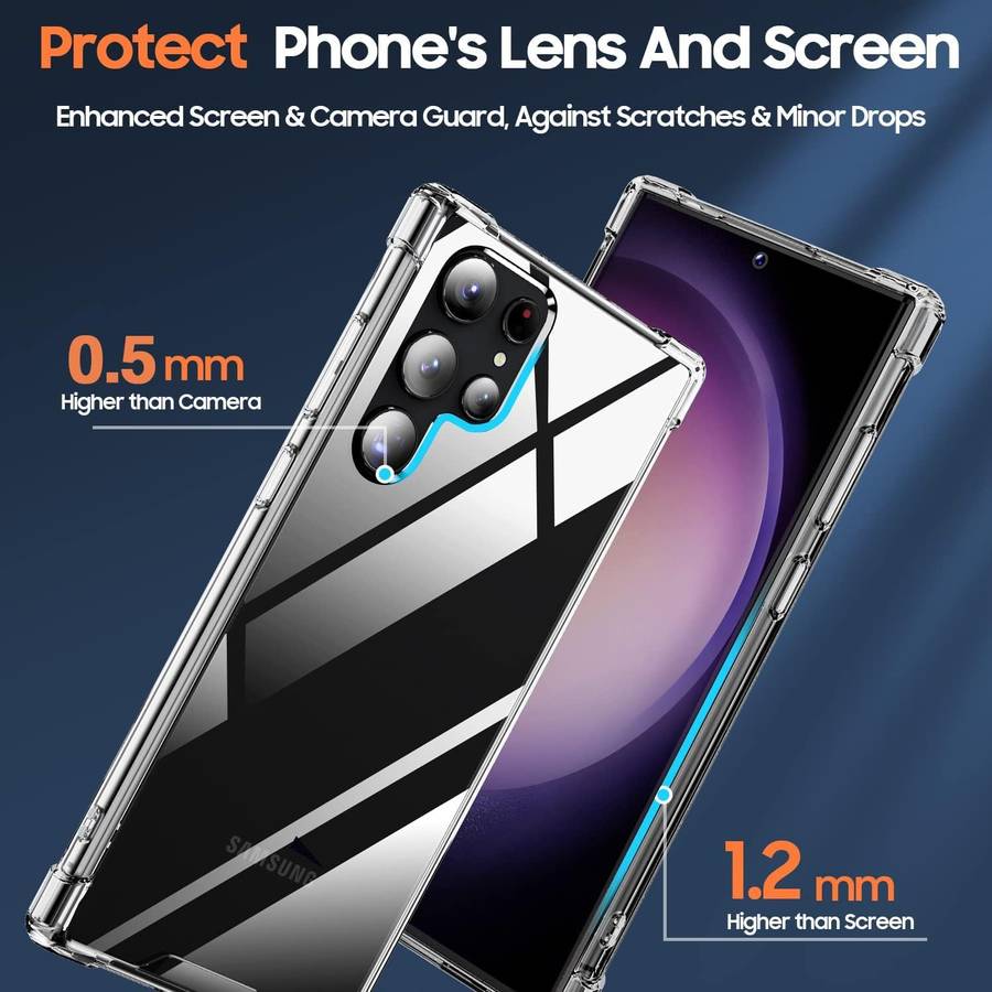 Crystal Shockproof Bumper Protective Cover Hard PC Back Flexible TPU Frame Galaxy S23 Ultra S23U