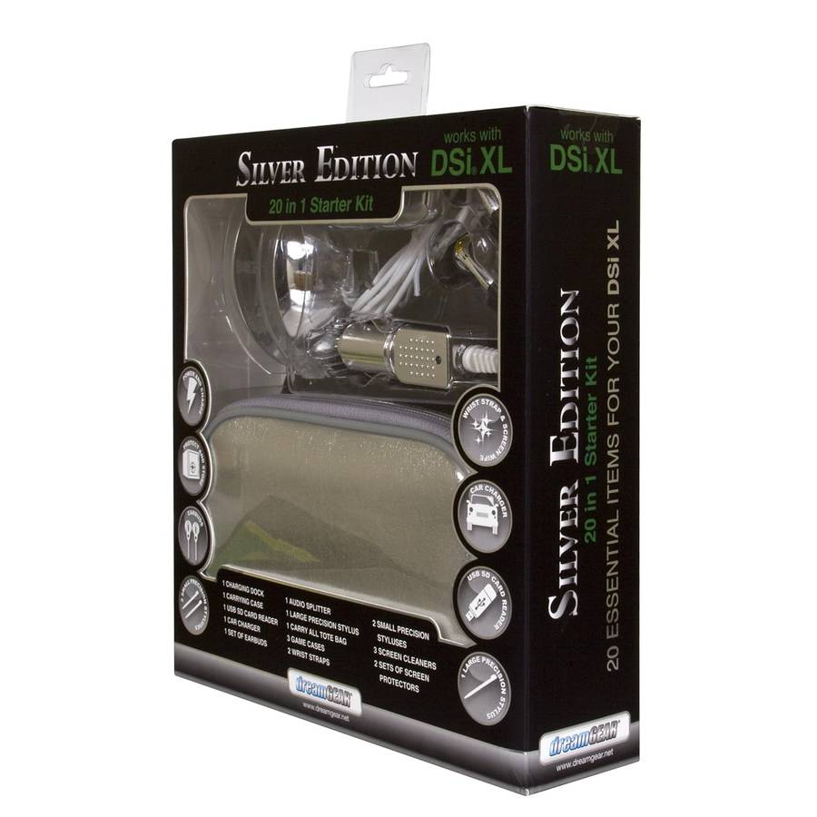 DreamGear 20 In 1 Special Edition Silver Starter Kit  for Nintendo DSi XL - Open Box