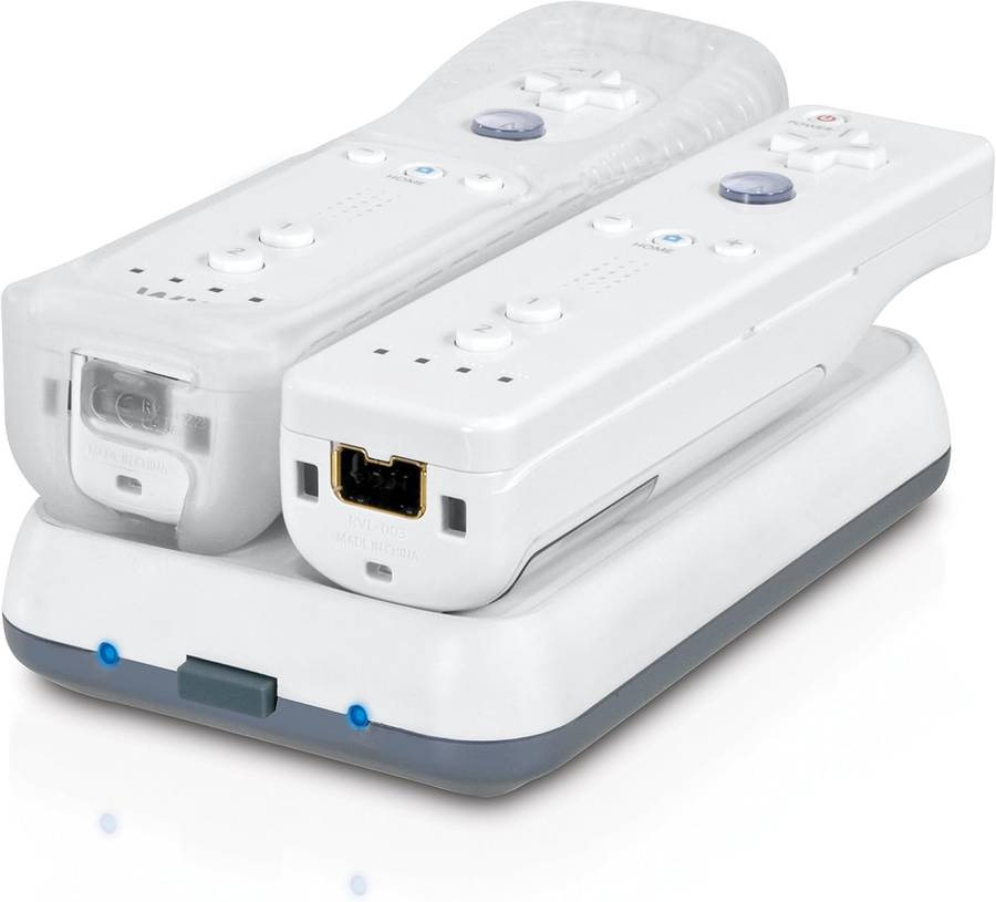 dreamGEAR Nintendo Wii Power Base Dual Wireless Induction Charging Dock with 3 x Batteries- Open Box