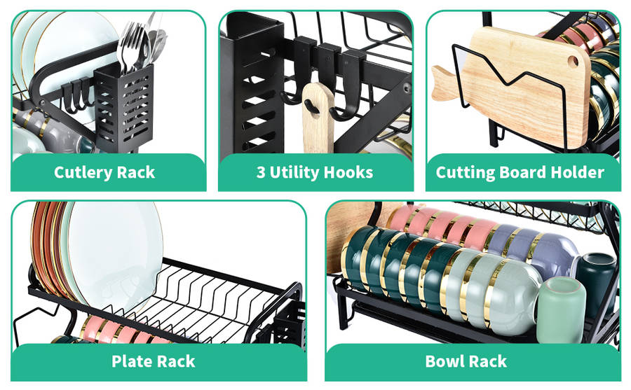 2 Tier Dish Drainer Rack