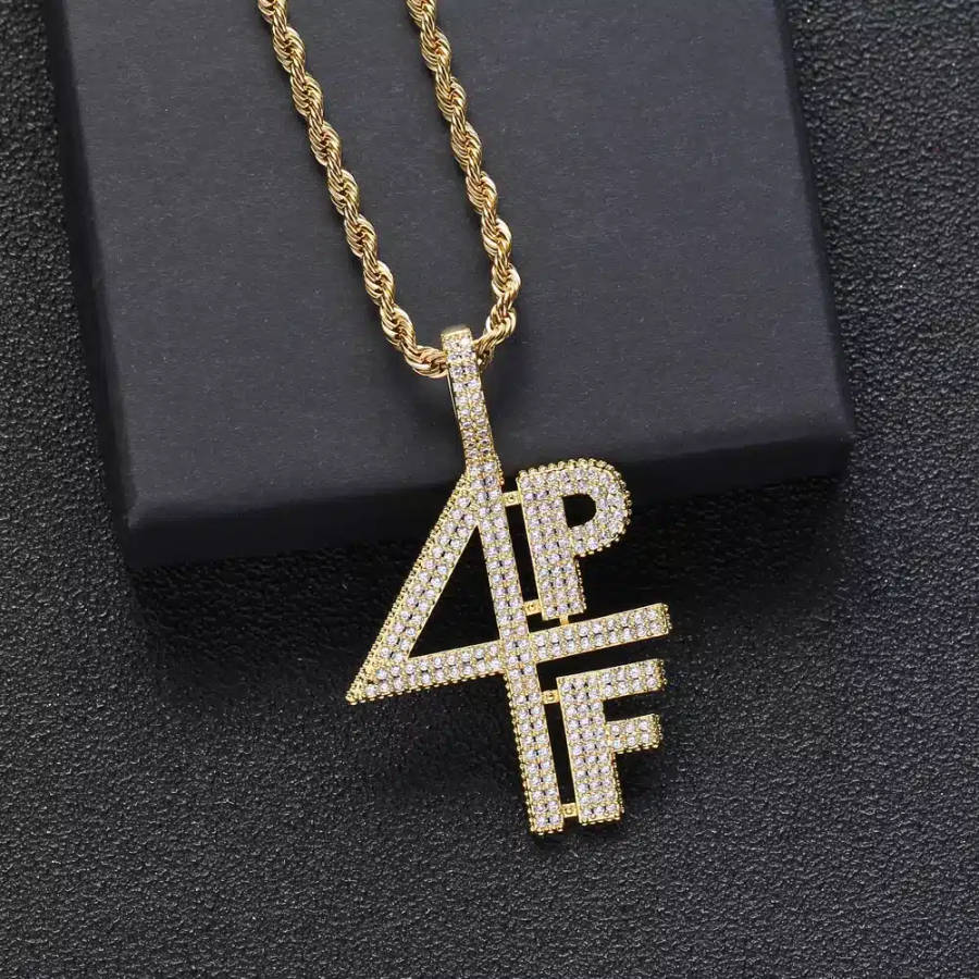 4PF "Four Pockets Full" Lil Baby Inspired Iced CZ Diamond Pendant (Gold)