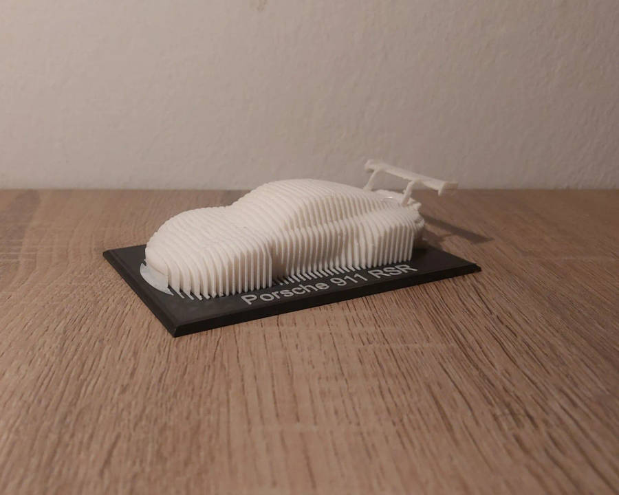 Layered Porsche 911 RSR Sculpture
