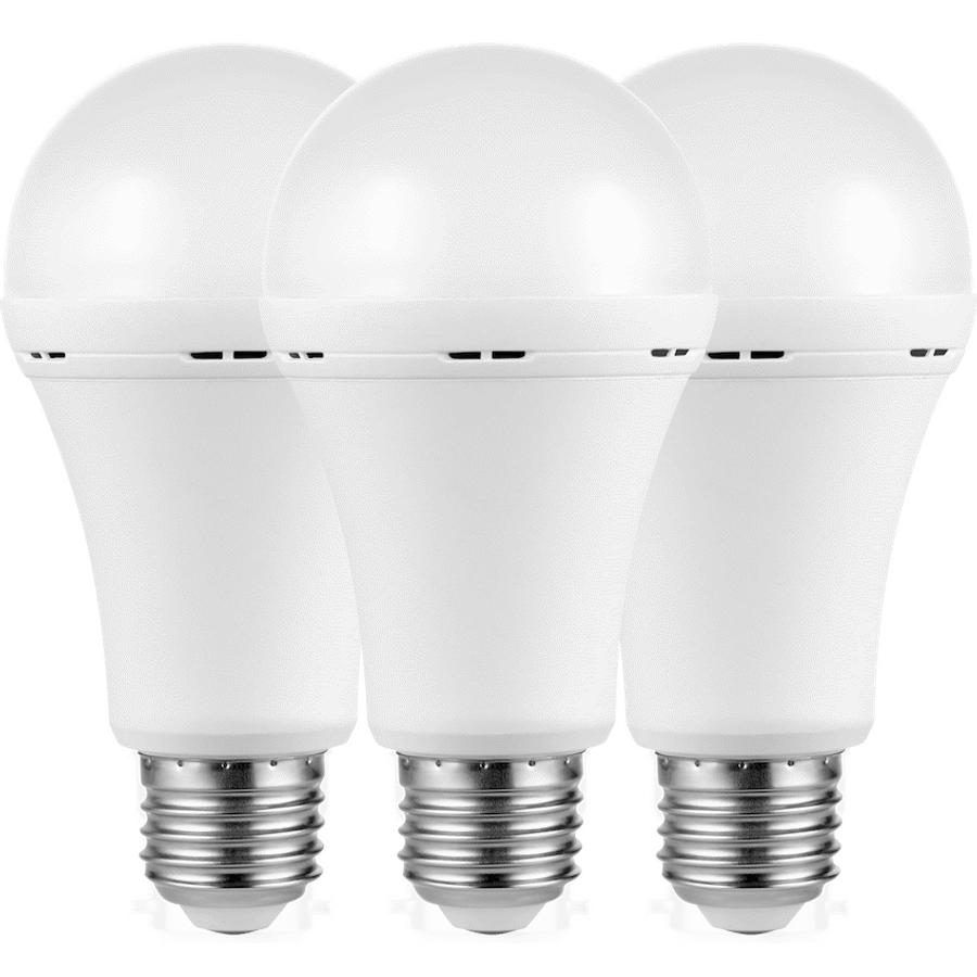 SWITCHED 5W A60 Rechargeable E27 LED Light Bulb CW - 3 Pack