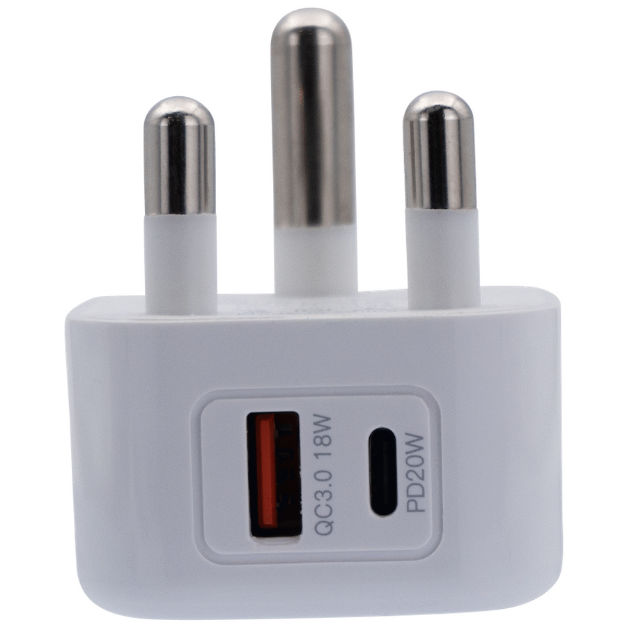 Volkano Robust Series 3-Pin SA to 20w PD + QC 3.0 Wall Charger