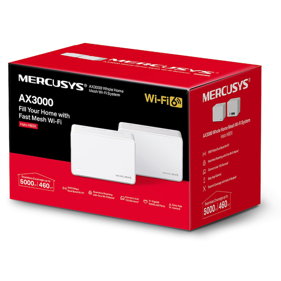 TP-Link Mercusys Halo H80X (2-Pack) AX3000 Wi-Fi 6 Mesh System