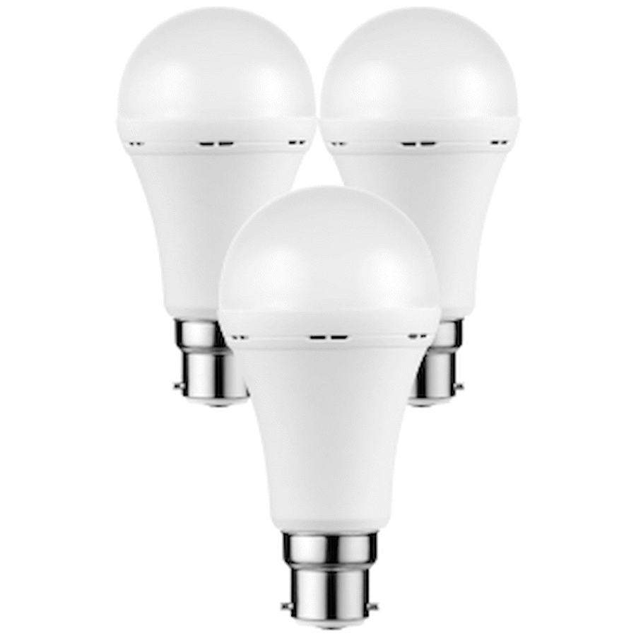 Switched 5w A60 Rechargeable B22 LED Light Bulb - WW - 3 Pack
