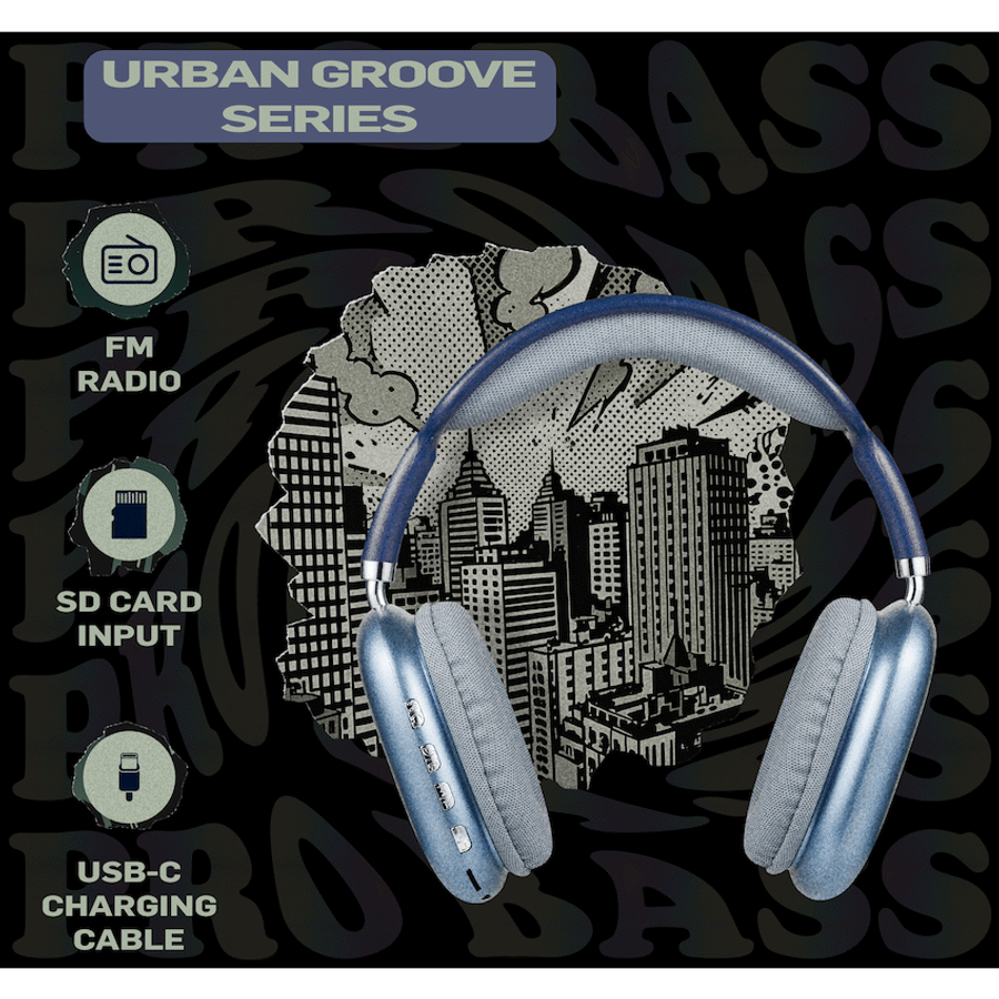 Pro Bass Urban Groove Series Bluetooth Headphones - Blue