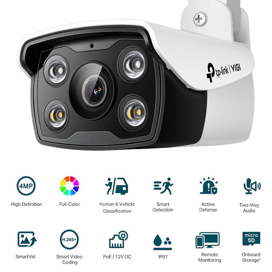 TP-Link Vigi C340 4MP 4mm Outdoor Full-Color Bullet Network Camera