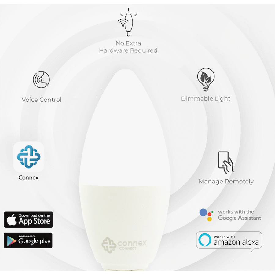 Smart WiFi Bulb 4.5W LED White Candle Bayonet