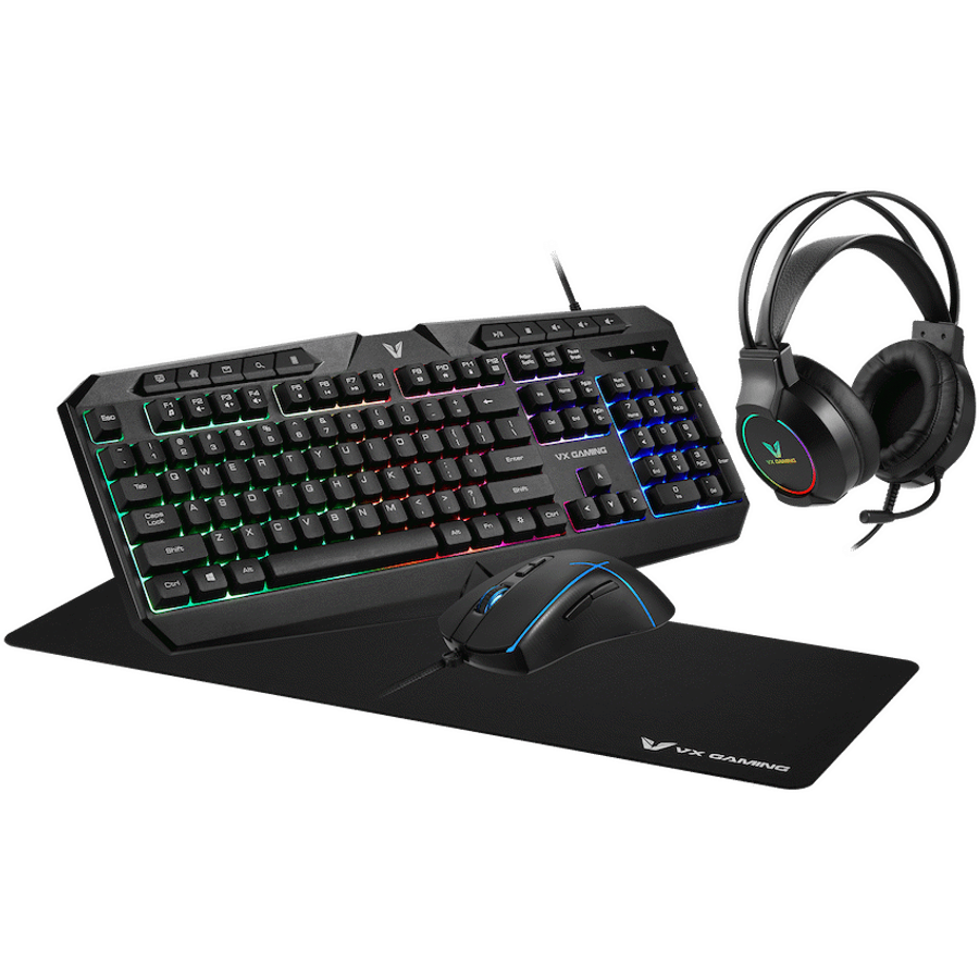 VX Gaming Heracles Series 4-in-1 Combo KB, Mouse, Mousepad, Headset