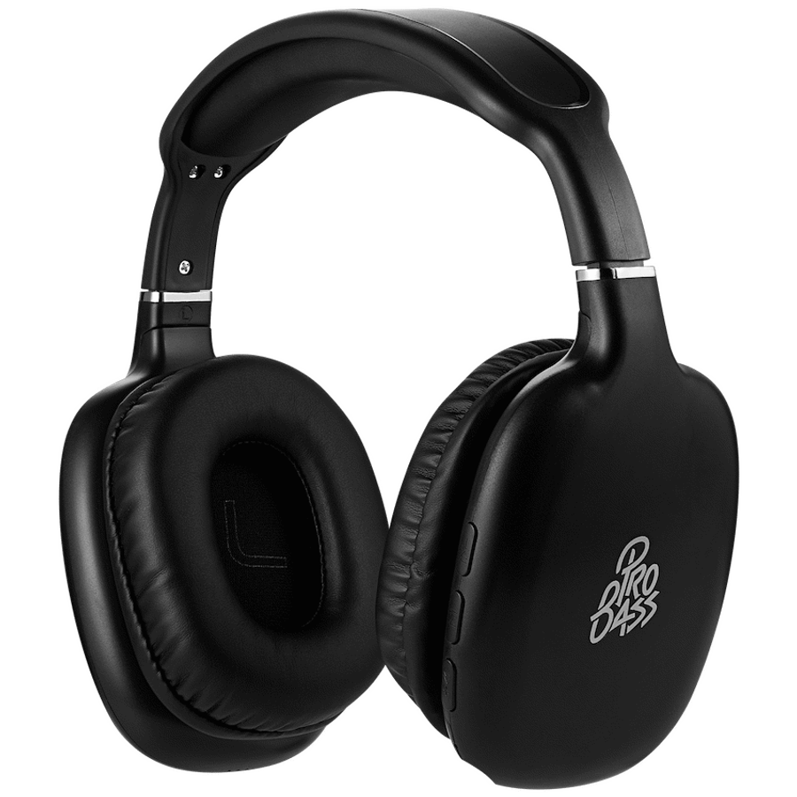 Pro Bass Retro Bluetooth Wireless Headphone with PU Case - Black